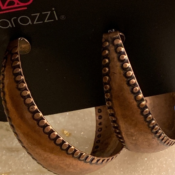 Burnished Benevolence Copper Hoop Earrings - Picture 2 of 2